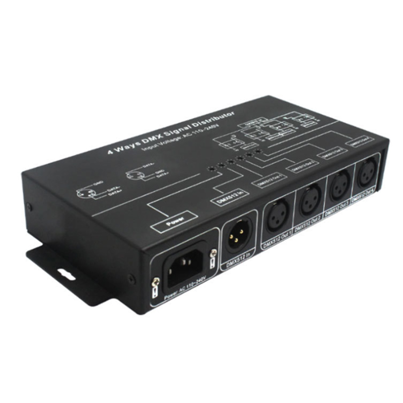 DMX124 Signal Distributor 4 Channel For DMX512 LED Strip Lights or DMX512 Decoder